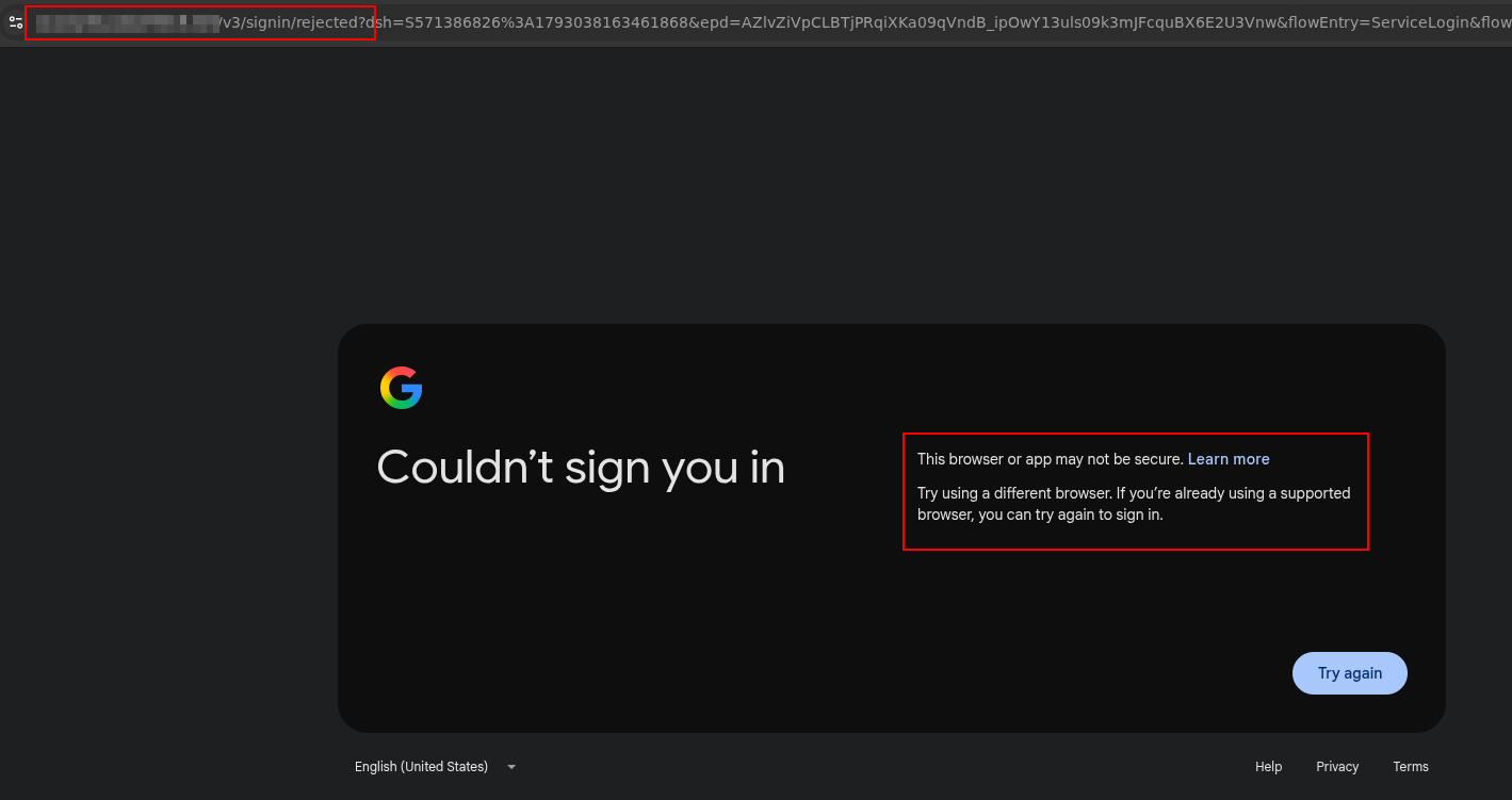 Evilginx proxy is blocked by BotGuard